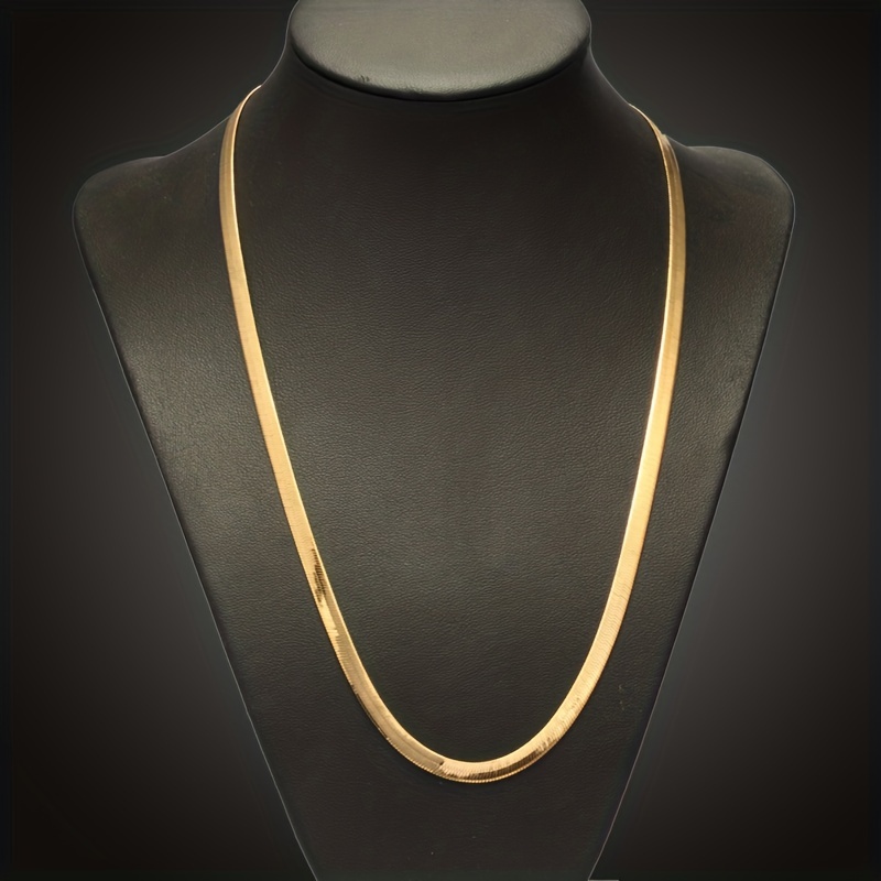 Plated Flat Herringbone Snake Bone Necklace
